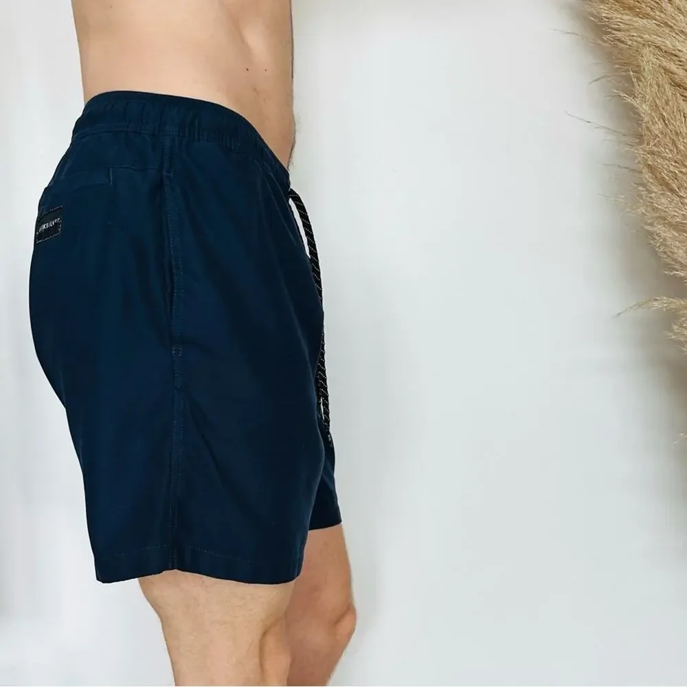 MENS QUICKSILVER Navy Blue Drawstring Tie Swimsuit Swim Board Volley Shorts L